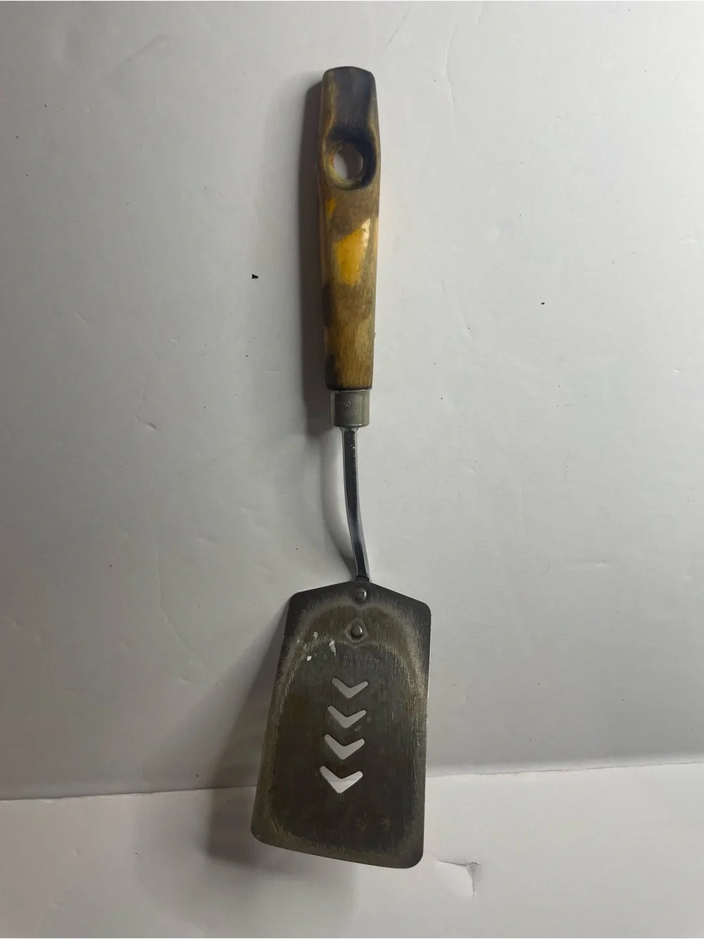 Vintage Androck short handle slotted Spatula chromium
